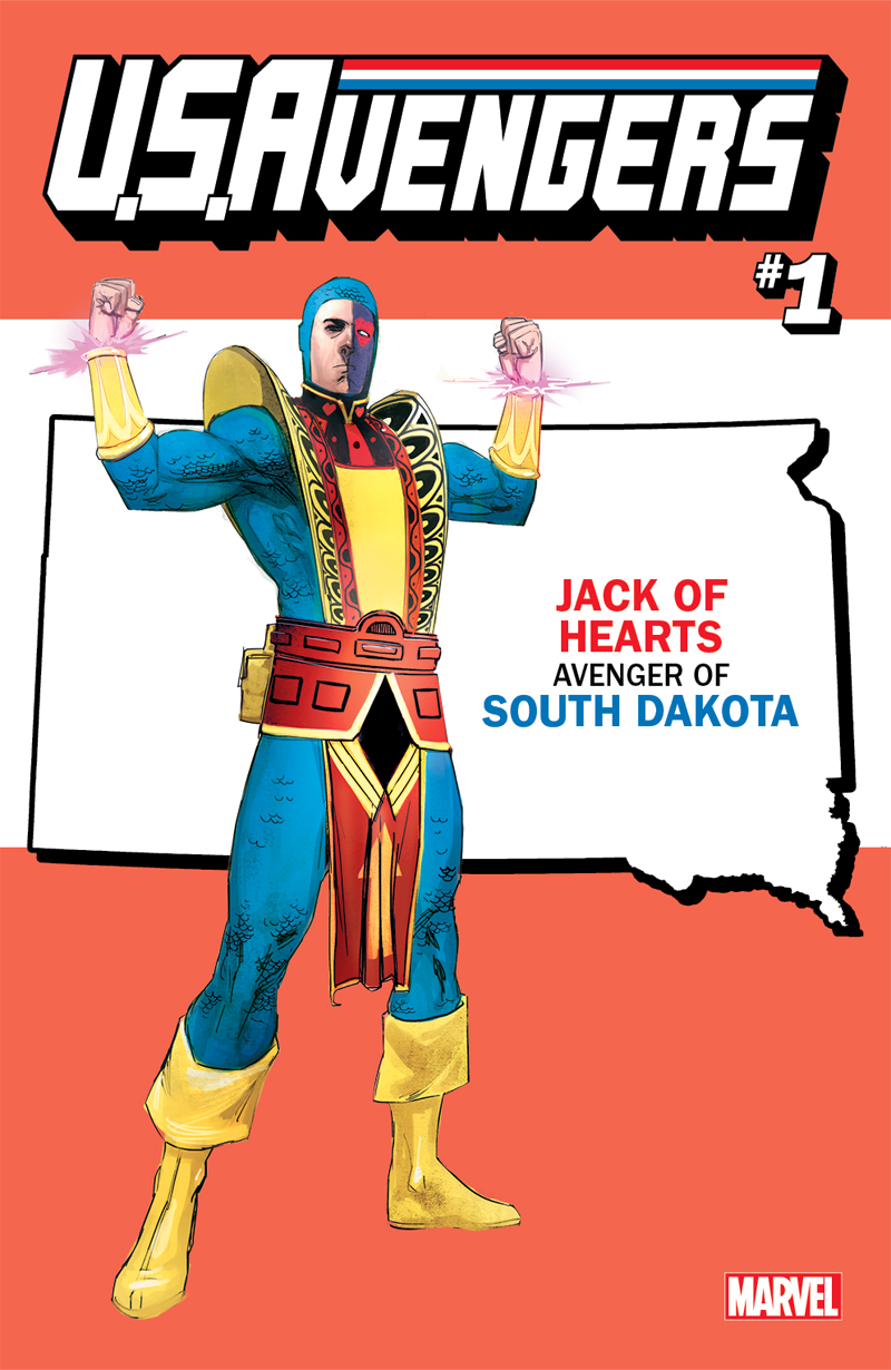 Illustration for article titled Trying to Figure Out the Hero/State Pairings of Marvel's USAvengers Covers